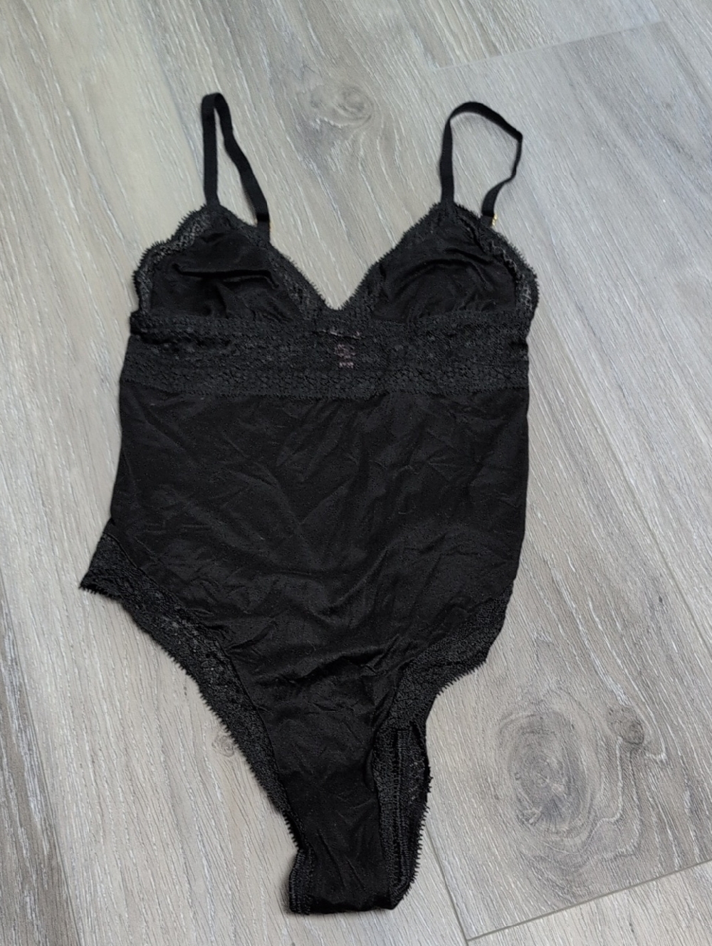 Victoria's Secret Black Lace Trim Bodysuit Top